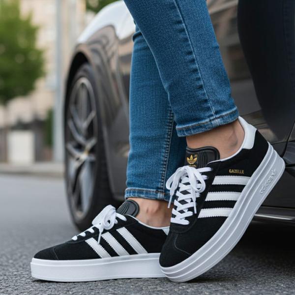 Adidas Gazelle Siyah Beyaz Kalın Taban