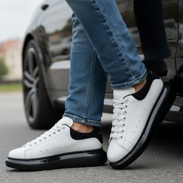 Alexander McQuuen Siyah Şeffaf Taban Beyaz Siyah