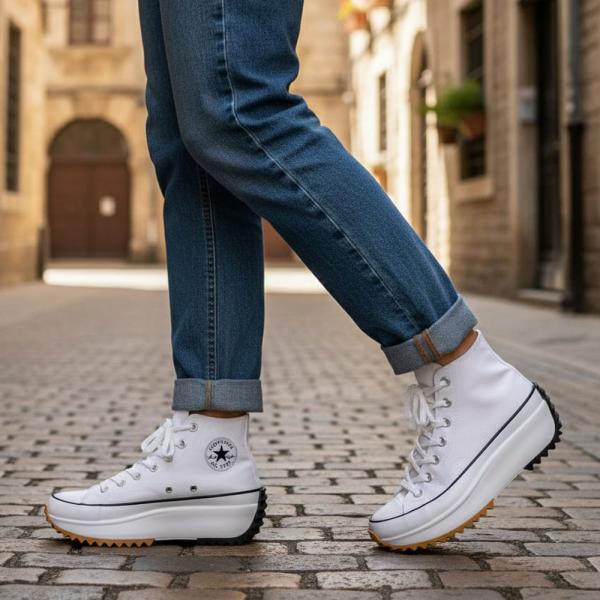 Converse Beyaz Beyaz Uzun Kalın Kauçuk Taban