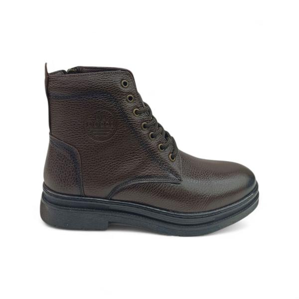 Kahve Önden Bağcıklı Yandan Fermuarlı Hakiki Deri Erkek Bot