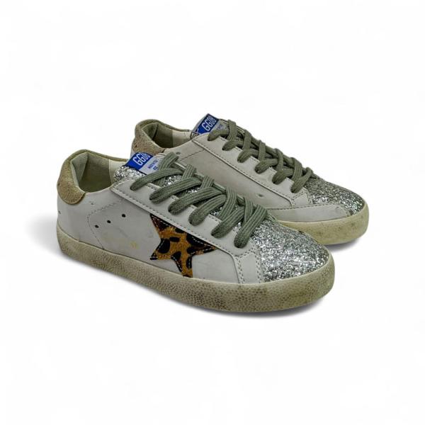 Golden Goose Super Star Beyaz Leopar Gri