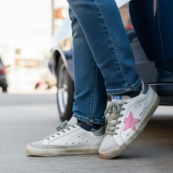 Golden Goose Super Star Beyaz Pembe Gümüş