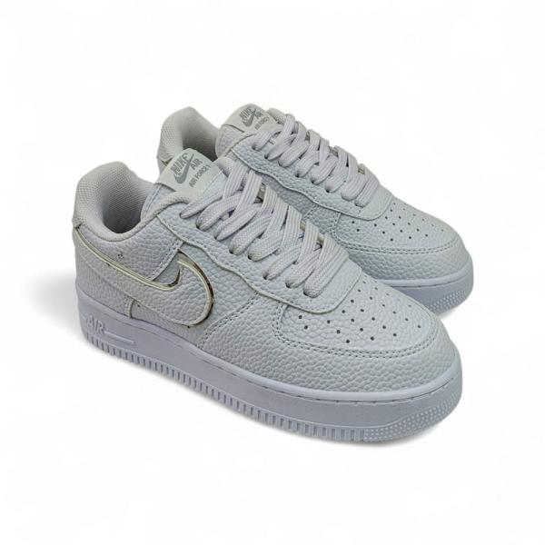 Nike Air Force Beyaz Gümüş Kırışık Deri