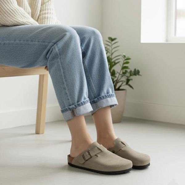 Birkenstock Bej Toka Detaylı Kapalı Kışlık Terlik