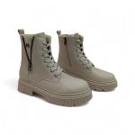 Bej Fermuar Bağcık Detaylı Kadın Bot