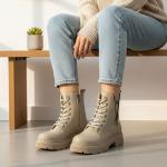 Bej Fermuar Bağcık Detaylı Kadın Bot