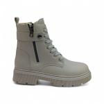 Bej Kemer Bağcıkl Detaylı Yandan Fermuarlı Kadın Kısa Bot