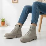 Bej Kemer Bağcıkl Detaylı Yandan Fermuarlı Kadın Kısa Bot