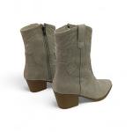 Bej Süet Yandan Fermuarlı  Kadın Kovboy bot