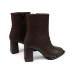 Kahve Yandan Fermuarlı Kadın Topuklu Bot