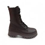 Siyah Bağcıklı Yandan Fermuarlı Termo Taban Kadın Postal