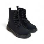 Siyah Bağcıklı Yandan Fermuarlı Kadın Bot