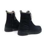 Siyah Süet Taşlı Yandan Fermuarlı Kısa Topuklu Kadın Bot