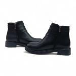 Siyah Cilt Toka Detaylı Yandan Fermuarlı Kısa Topuklu Kadın Bot