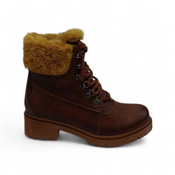 Taba İçi Kürklü Bağcıklı Kısa Topuklu Kadın Bot