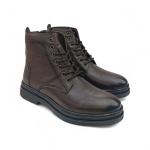 Kahve Önden Bağcıklı Yandan Fermuarlı Hakiki Deri Erkek Bot