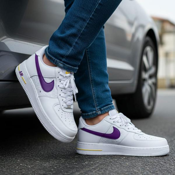 Nike Air Force Beyaz Mor Beyaz Taban