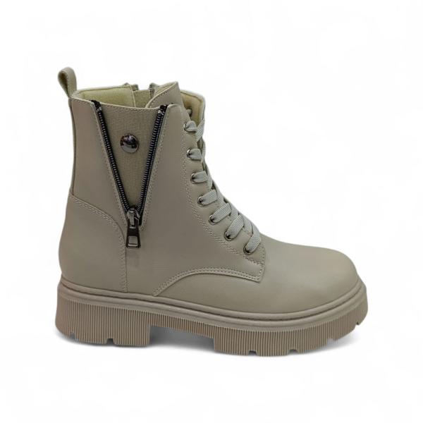 Bej Fermuar Bağcık Detaylı Kadın Bot