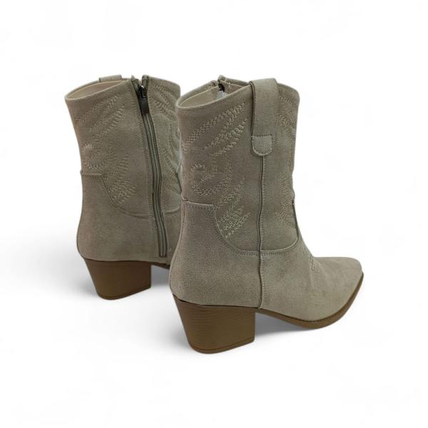 Bej Süet Yandan Fermuarlı  Kadın Kovboy bot