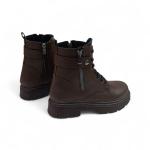 Kahve Kemer Bağcıkl Detaylı Yandan Fermuarlı Kadın Kısa Bot