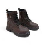 Kahve Kemer Bağcıkl Detaylı Yandan Fermuarlı Kadın Kısa Bot