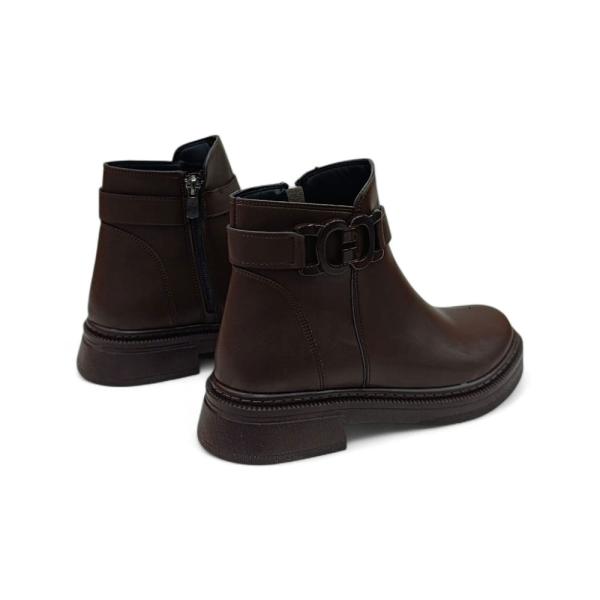 Kahve Toka Detaylı Fermuarlı Kadın Bot