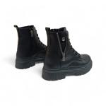 Siyah Fermuar Bağcık Detaylı Kadın Bot