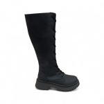 Siyah Önden Bağcıklı Yandan Bağcıklı Kadın Çizme