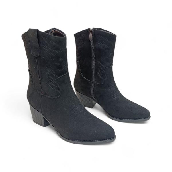 Siyah Süet Yandan Fermuarlı  Kadın Kovboy bot