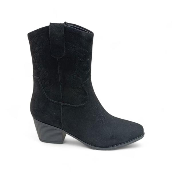 Siyah Süet Yandan Fermuarlı  Kadın Kovboy bot