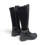 Siyah Toka Detaylı Arkası Lastik Strec Kadın Çizme